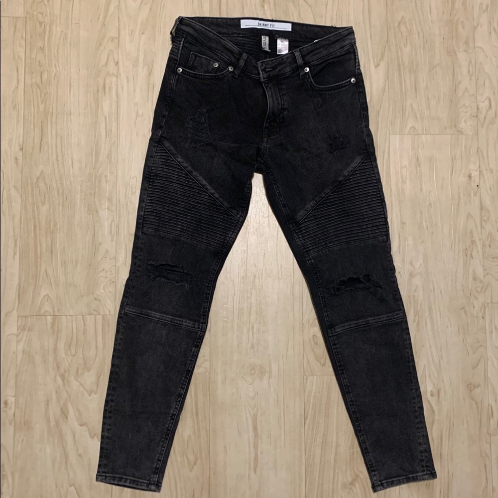 Black Biker Skinny Jeans